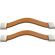 Imagem de Kelendle Puxadores de Armário de Couro Genuíno Puxadores de Gaveta Puxadores de Guarda-Roupa com Parafuso (Cabeça Prata/Distância do Furo: 5,04 polegadas)