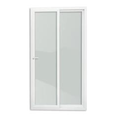 Imagem de Porta de PVC de Correr 210x200cm Com 2 Folhas e Vidro liso Temperado Com Cremona ITEC Brimak Branco