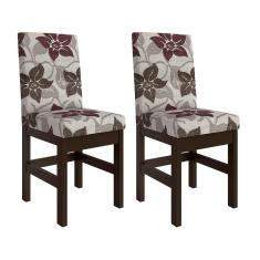 Imagem de Conjunto De 2 Cadeiras Zima Suede Tabaco E Floral