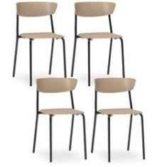 Imagem de Kit 04 Cadeiras Fixa Base  Empilhável Bit F02 Nude - Lyam Decor
