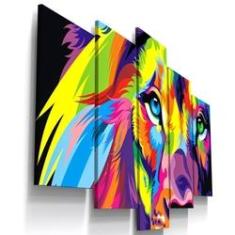 Imagem de Quadros Decorativo Leão Abstrato Sala Quarto