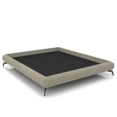 Imagem de Cama Queen Base Box 158X198cm Pés De Ferro Cold P02 Linho Bege - Mpoze