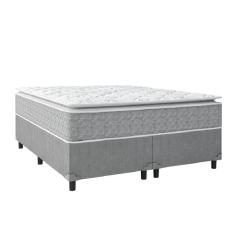 Imagem de Cama Box Casal Queen Colchão Molas Ensacadas Pillow Top Perfect 158x198x71cm Cinza/Branco Umaflex - Suporta até 120kg por Pessoa