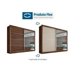 Imagem de Guarda Roupa 2 Portas De Correr E 4 Gavetas C 1 Espelho Verona Plus Brauna Off White Europa