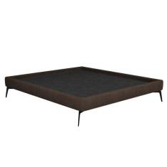 Imagem de Cama Casal 145cm Pés Metálicos Elisa S05 Veludo Marrom - Mpozenato