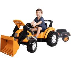 Imagem de Trator de Pedal Infantil Biemme Big Boss Pa e Caçamba Amarelo