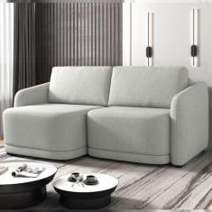 Imagem de Sofá Cama Modulado Retrátil e Reclinável Decorativo Varsóvia 196cm Linho Cinza G33 - Gran Belo