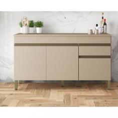 Imagem de Balcão 3 Portas 1 Gaveta 150cm Com Tampo Line Kits Paraná - Kits Paran