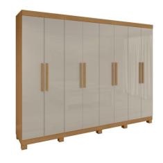 Imagem de Guarda-roupa Casal Easy Slim 8 Portas Com Pés Amendoa Clean/off White