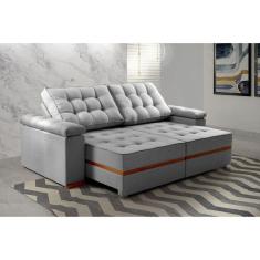 Imagem de Sofá Retrátil e Reclinável 4 Lugares Prada Linho Cinza