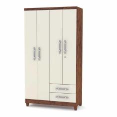 Imagem de Guarda Roupa Solteiro 4 Portas Line Imbuia Rustica Champanhe