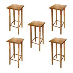 Imagem de Kit 5 Banquetas Bistro Industrial Colors Ferro E Madeira Maciça - Cobre Marrom