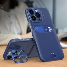 Imagem de Para iPhone 14 Pro Max Suporte Invisível Slot para Cartão Capa de Telefone Para iPhone 13 11 12 Pro Max 14 Plus Lente de Metal Capa Protetora da Câmera, T3, Para iPhone 12 Pro