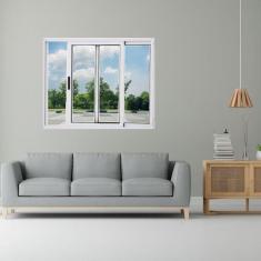 Imagem de Janela Vitrô de Alumínio 2 Folhas 100 x 120cm Linha 25 Esquadrias Bergame Branco