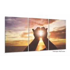 Imagem de Quadros Decorativos Cruz Pôr do Sol Jesus Sala Quarto 120x60