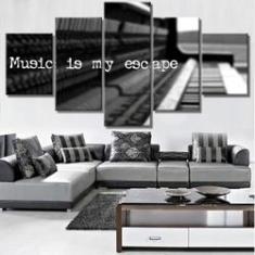 Imagem de Quadro Decorativos Music com 5 peças 130x65 1