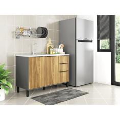 Imagem de Balcão 2 Portas 3 Gavetas Berlim Cinza/Louro Freijó