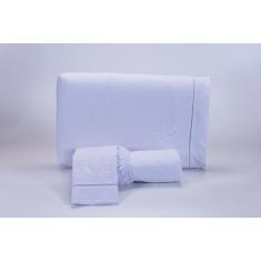 Imagem de Jogo Lençol 3 Peças Cama Viúva Percal 200 Fios Com Bordado E Ponto Pal