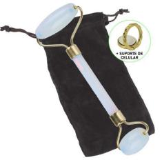 Imagem de Rolo Massageador Facial Anti Estresse Quartzo Azul + Suporte Celular C