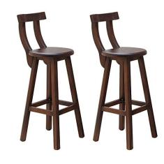 Imagem de Kit 2 Banquetas Alta com Encosto Madeira Maciça - Imbuia