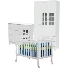 Imagem de Quarto de Bebê Mariah 3P com Berço Lila Branco Brilho - Carolina - Car