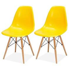 Imagem de Kit 02 Cadeiras Decorativas Eiffel Charles Eames  com Pés de Madeira - Lyam Decor