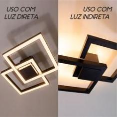 Imagem de Arandela Plafon Led 50w 41x41cm Luz Direta ou Indireta Preto 3000k St1254