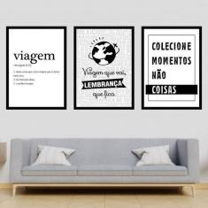 Imagem de Kit 3 Quadros Decorativos Viagem Colecione Momentos 34X23cm