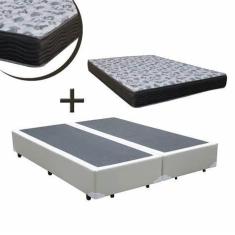 Imagem de Cama Box Casal Bipartido Branco + Colchão Espuma D28 138x188x25