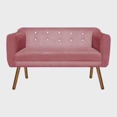 Imagem de Namoradeira 02 Lugares Julia Suede Rose com Strass Pés Palito Castanho D'Rossi