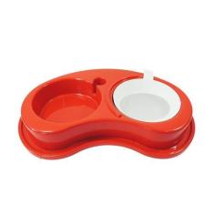 Imagem de Comedouro Furacão Pet Anti Formiga Luxo Duplo Vermelho Para Cães - Tam