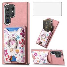 Imagem de Asuwish Capa de celular para Samsung Galaxy S24 Ultra 5G carteira celular com protetor de tela de vidro temperado anel fino suporte compartimento para cartão de crédito S24Ultra 24S S 24 24Ultra