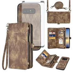 Imagem de Asuwish Capa de celular para Samsung Galaxy Note 8 com zíper carteira magnética destacável com protetor de tela de vidro temperado alça transversal alça flip porta-cartões Note8 Not S8 Gaxaly feminino