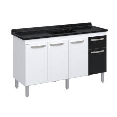 Imagem de Balcão de Cozinha 4 Portas e 1 Gaveta 143cm Preto