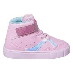 Imagem de Tênis Infantil Feminino Faixa Refletiva Botinha Pé com Pé Rosa Menina-Feminino
