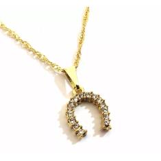 Imagem de Colar Cordão Gargantilha Ferradura Country Folheado