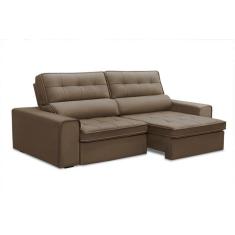 Imagem de Sofá 3 Lugares Retrátil e Reclinável Ravena Veludo Castor