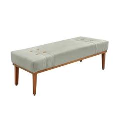 Imagem de Divã Recamier Banco Base Madeira para Quarto Gênova 90cm Veludo Prata S04 - D'Rossi