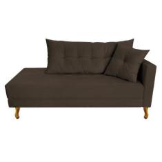 Imagem de Recamier Azura  160cm Com Almofada Lado Esquerdo Suede Marrom - Amaren