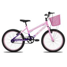 Imagem de Bicicleta Infantil KOG Feminina Aro 20 Colorida com Cestinha, Violeta 