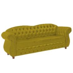 Imagem de Sofá Chesterfield Merlo 3 Lugares 1,80 - Veludo Amarelo / Decoração, R
