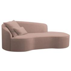 Imagem de Divã Recamier Curvo Sala de Estar Recepção Inglaterra 180cm Lado Direito Linho Rose - Amarena Móveis