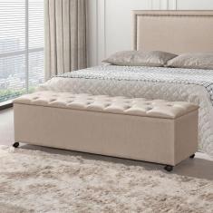 Imagem de Recamier Baú Com Rodízios Cancun 1,50m Linho Bege