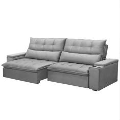 Imagem de Sofá Retrátil Reclinável 3 Lugares 250cm Moritz F05 Veludo Prata - Mpo