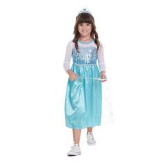 Imagem de Fantasia Princesa Elsa Azul Infantil Vestido com Capa - Abrakadabra, U