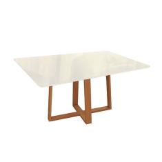 Imagem de Mesa De Sala Jantar Elma Madeira Maciça C-tampo Madeirado C- Vidro 90x160cm Carvalho-off White-vidro Off White - Kappesberg
