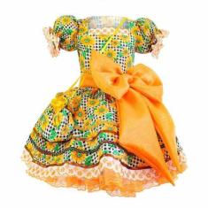 Imagem de Fantasia Vestido Junino Bebê Caipirinha Com Bolsinha de Luxo - Fantasi