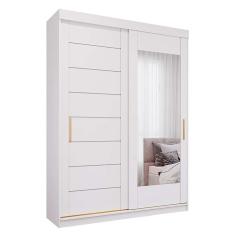 Imagem de guarda-roupa solteiro com espelho liz sem pés 2 pt 3 gv branco