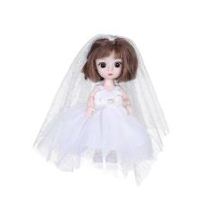 Imagem de Boneca de cabelo liso encaracolado bonito vestido de boneca princesa de casamento boneca de