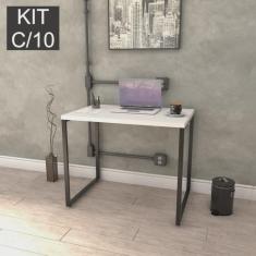 Imagem de Kit com 10 Escrivaninhas Kuadra 90cm Estilo Industrial Compace